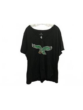 Women Black Philadelphia Eagles V-Neck T-Shirt 3X